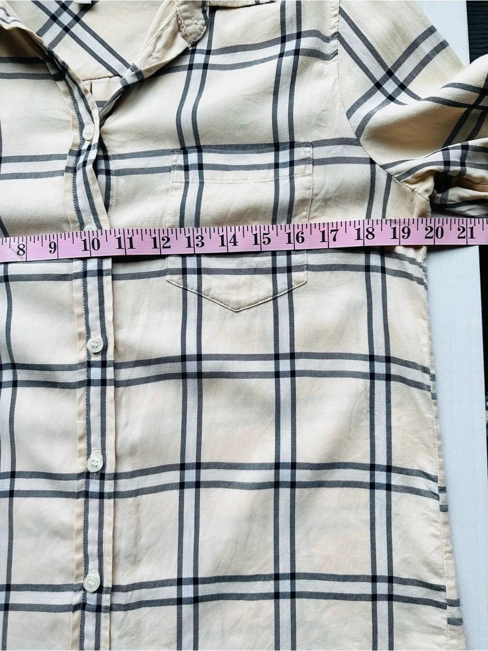 J.Crew Cream Plaid Button Down Shirt 100% Cotton Preppy Classic Fall Small